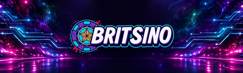Britsino logo between glowing circuit lines