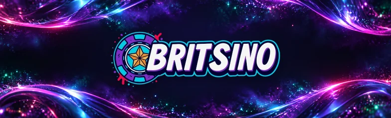 Britsino logo above flowing neon waves