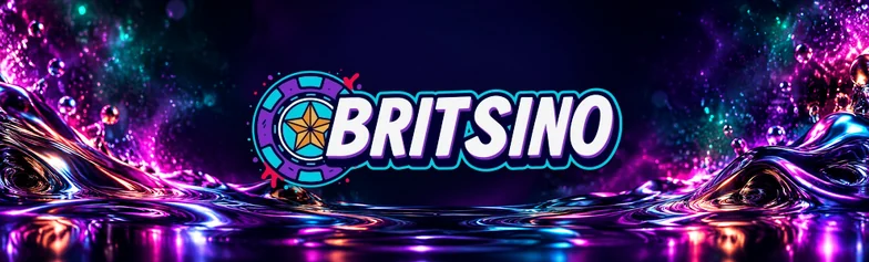 Britsino logo above rippling liquid neon