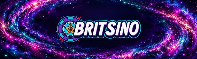 Britsino logo inside a spiral of neon stardust